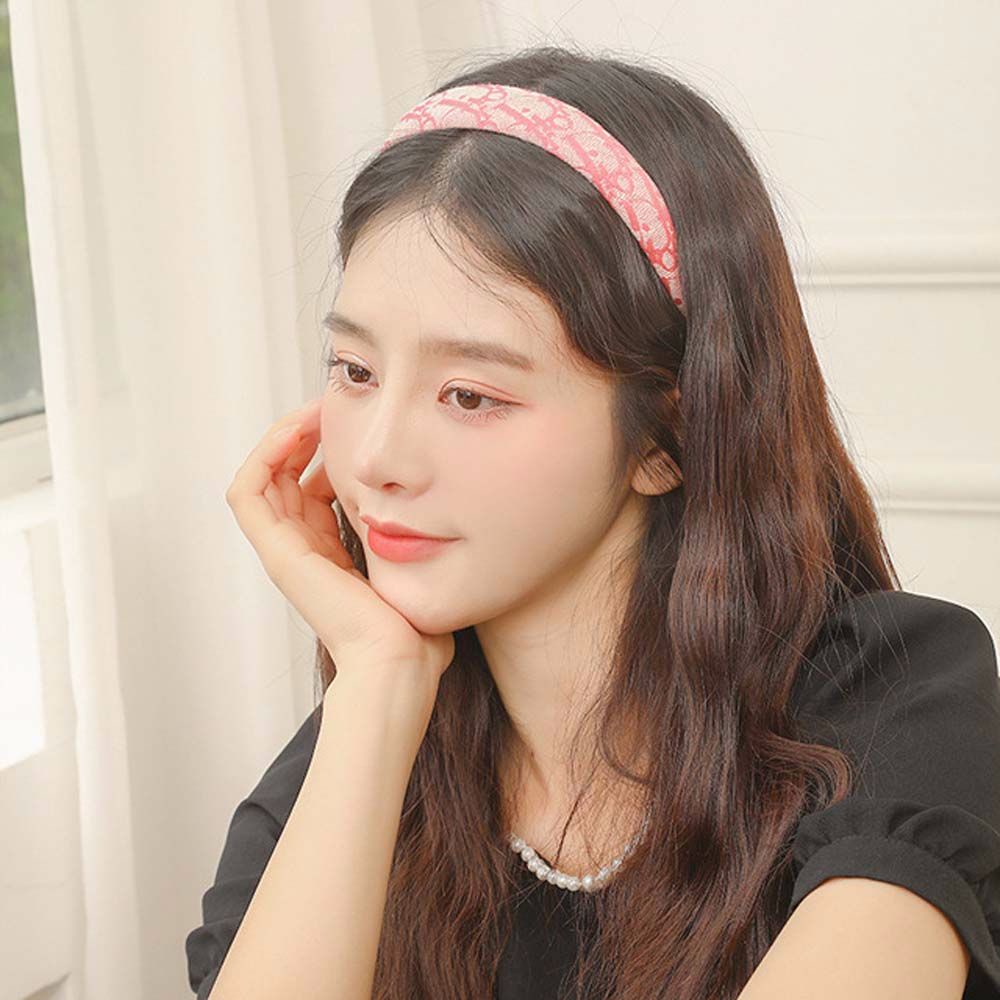 Băng Đô Cài Tóc Bằng Vải In Chữ Phong Cách Hàn Quốc Cho Nữ