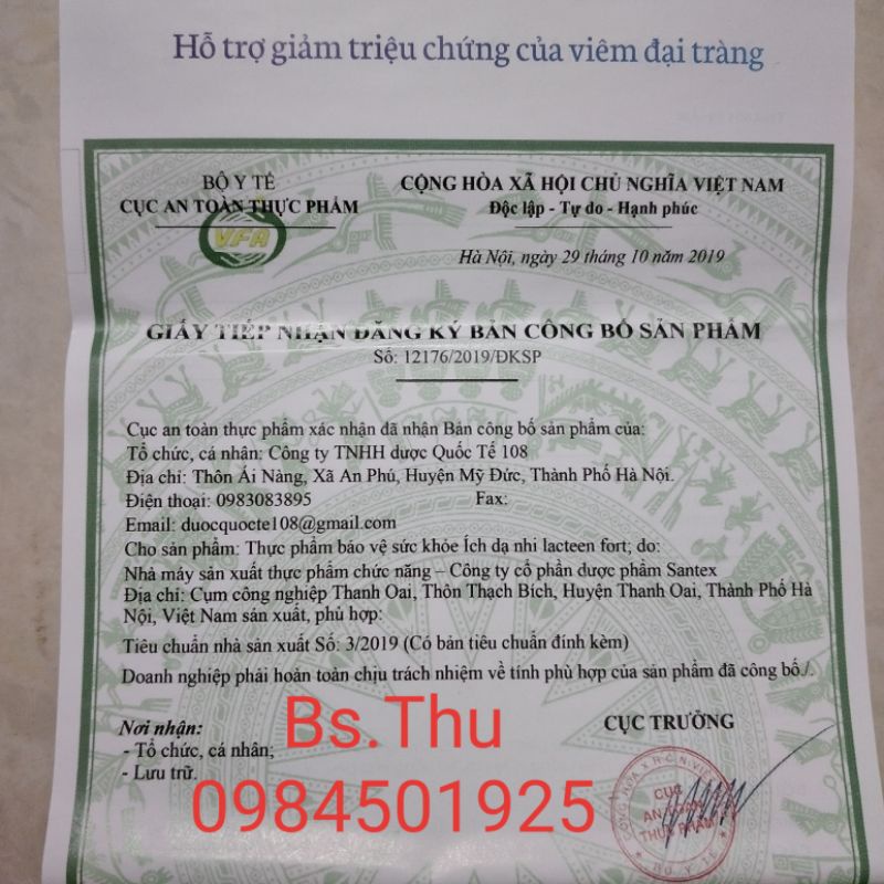 Ích dạ nhi Lacteen fort - hỗ trợ giảm triệu chứng của viêm đại tràng, dùng được cho trẻ dưới 1 tuổi (hộp 16 gói)