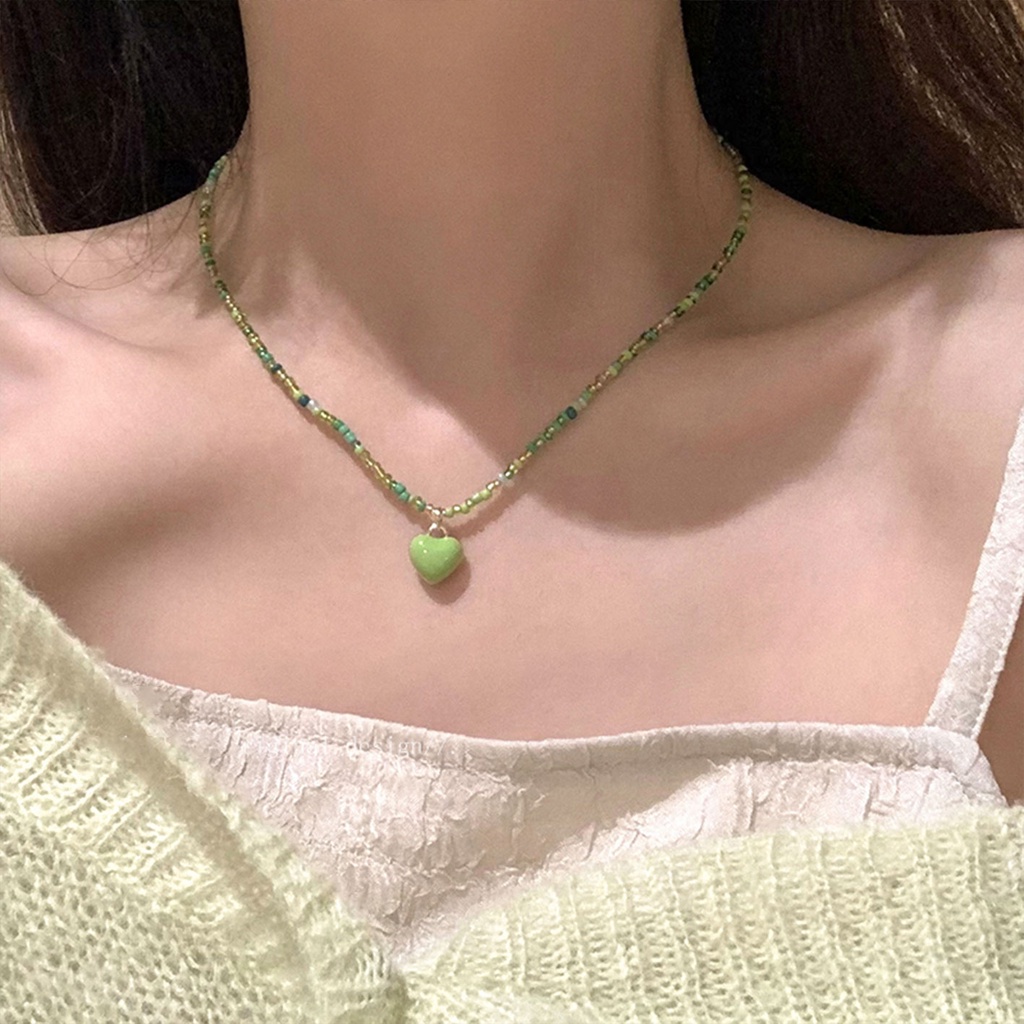Dây Chuyền Chuỗi Hạt Trái Tim Nhiều Màu Sắc Ngọt Ngào Phong Cách Hàn Quốc Dễ Thương Thời Trang Cho Nữ