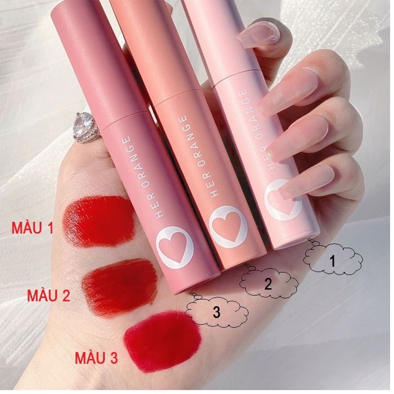 Set son kem lì 3 cây Herorange Tết vỏ hồng phấn 3Cx Slim Lip Gloss Kit Senabeauty
