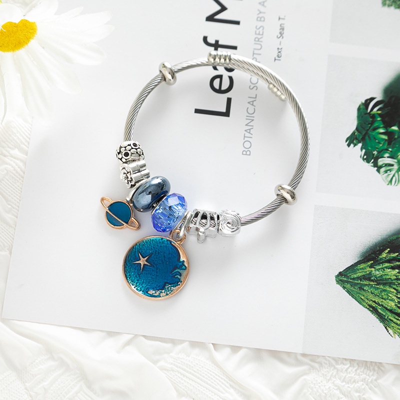 XiaoboACC Vòng Tay Chuỗi Hạt Bằng Thép Không Gỉ Hình Phi Hành Gia Thời Trang Dành Cho Nữ