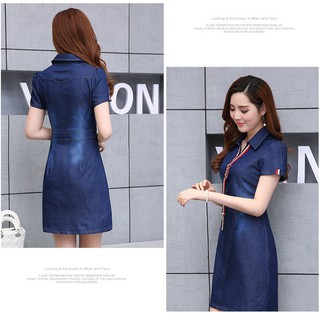 ĐẦM JEANS CỔ PHỐI VIỀN THANH LỊCH