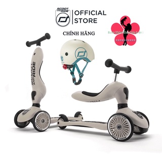 Bộ Xe chòi chân, scooter và mũ bảo hiểm cho bé - Scoot and Ride Highwaykick 1 (Ash)