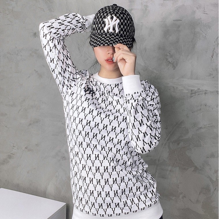 Mũ Nón MLB NY  Đen Monogram Baseball Cap Black Full Tag Code