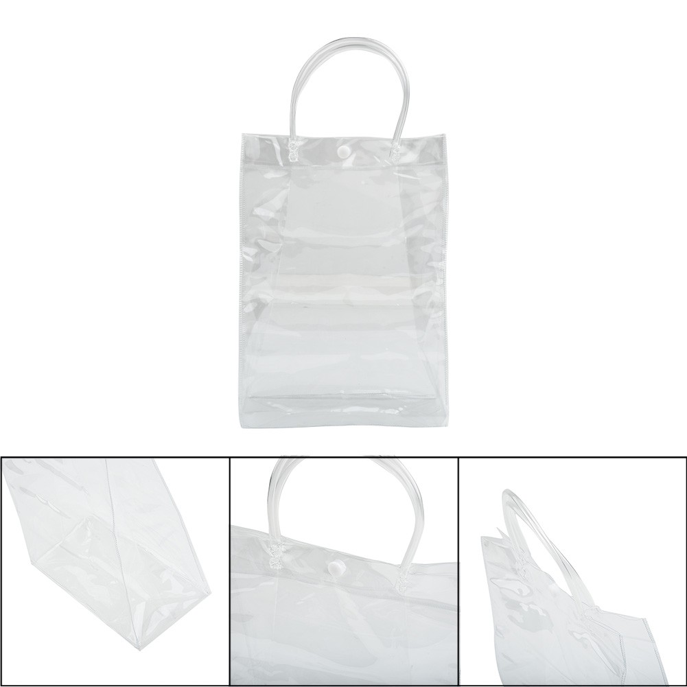 Portable Women Clear Transparent Tote Bag Plastic Shoulder Handbag Gift Bag