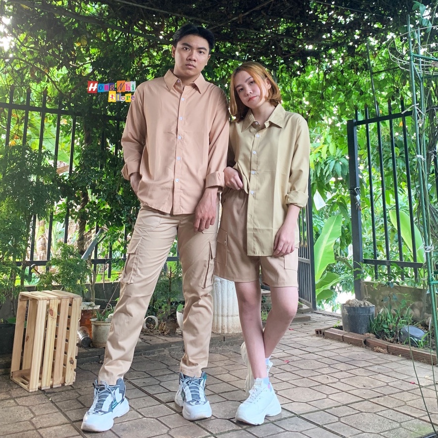 Sơ Mi Tay Dài Trơn Màu Tan Dáng Rộng Nam Nữ Ulzzang Unisex - MM