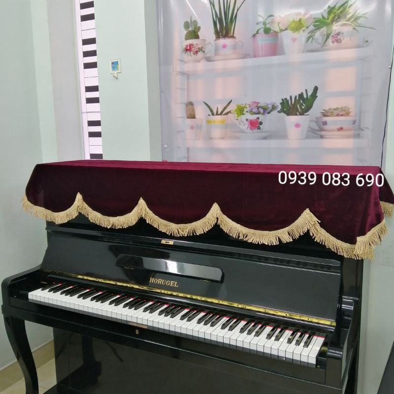 KHĂN PHỦ ĐÀN PIANO NHUNG ĐỎ ĐÔ  DÀY ĐẸP