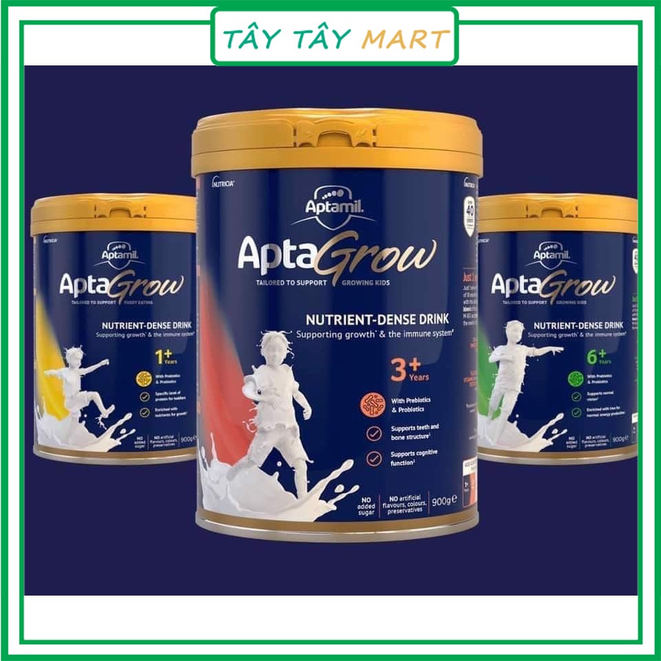 Sữa Aptamil Apta Grow 1+, 3+, 6+ Úc hộp 900g, chuẩn Pallet Air, Date mới nhất cho trẻ thiếu cân suy dinh dưỡng