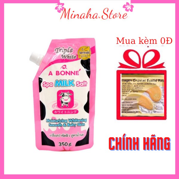 Muối Tắm Sữa Bò Tẩy Tế Bào Chết ABONE Thái Lan, Muối Bò Tẩy Da Chết  ABone Spa Milk Salt Hương Sữa Tươi 350gr