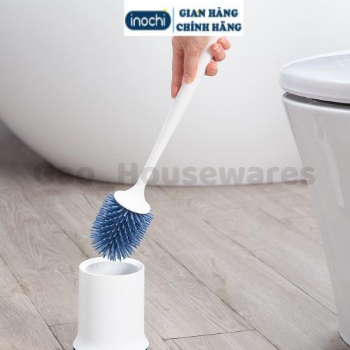 Chổi cọ toilet đầu SILICON Kirei Inochi, vệ sinh nhà tắm, cọ bồn cầu, cọ nhà vệ sinh, cọ toilet, có hộp đựng &amp; dán tường