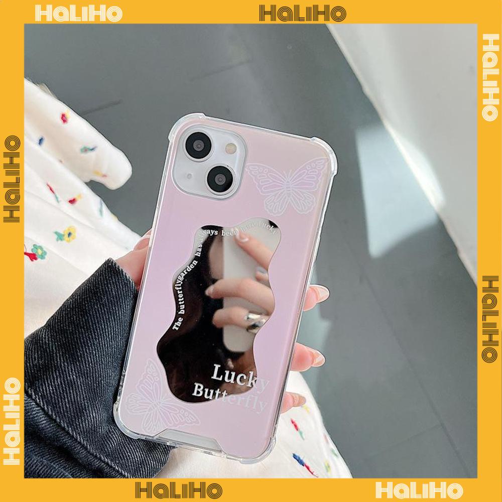 iPhone Case Acrylic HD Mirror Laser Airbag Shockproof Protection Camera Cute Pink Butterfly Compatible For iPhone 11 iPhone 13 Pro Max iPhone 12 Pro Max iPhone 7 Plus iPhone xr