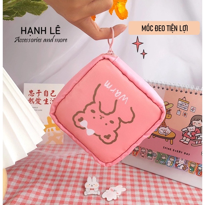 (CHE TÊN) Túi đựng Băng Vệ Sinh, mỹ phẩmphụ kiện xinh xắn chống thấm nước có quai đeo tiện lợi phong cách Hàn Q