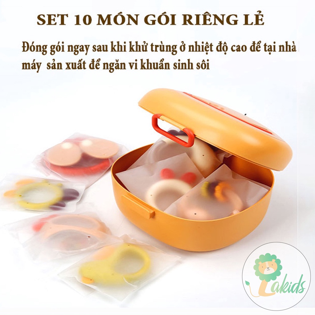 Bộ đồ chơi xúc xắc cho bé gặm nướu cho bé sơ sinh chính hãng duhoon gồm 10 chi tiết loại siêu cao cấp có hộp đựng LAKIDS