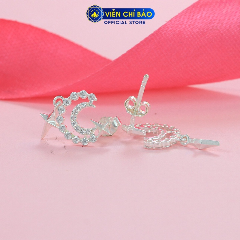 Bông tai bạc nữ to the Moon chất liệu bạc 925 thời trang phụ kiện trang sức nữ Viễn Chí Bảo B400528