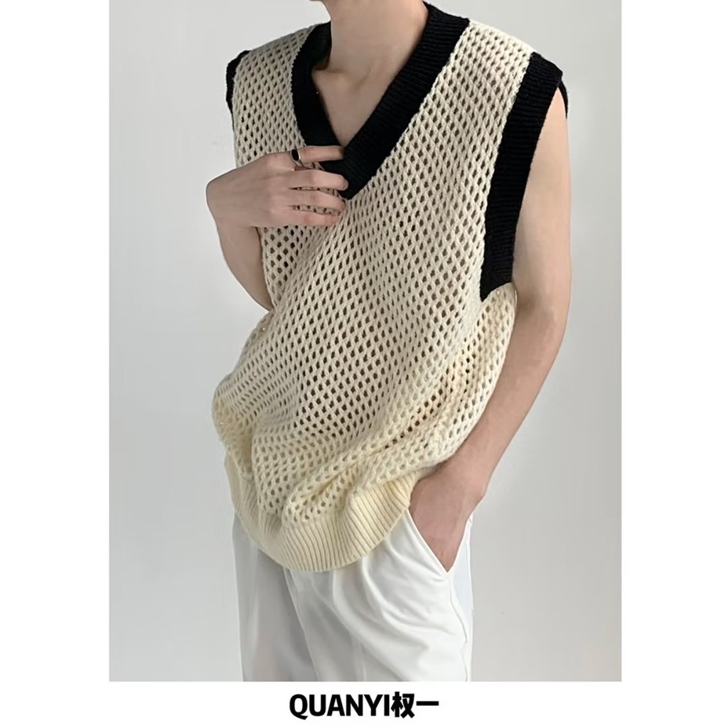 Áo Len Không Tay Cổ Chữ V Thiết Kế Mới Thời Trang Dành Cho Nam