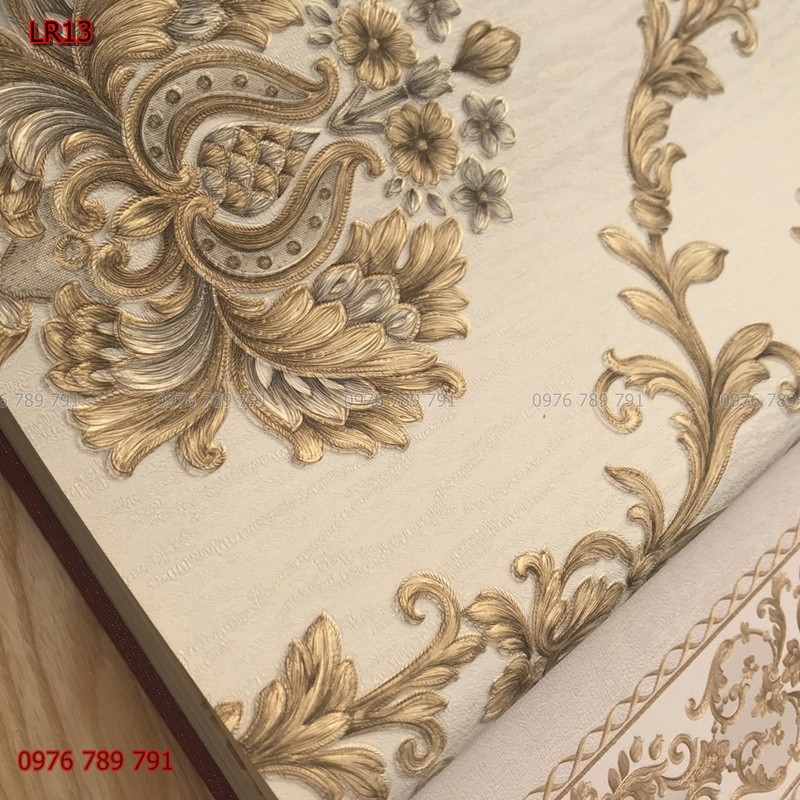 Giấy Dán Tường Hoa Văn Nổi LR13, Lụa Không Keo, Khổ 10m x 53 cm