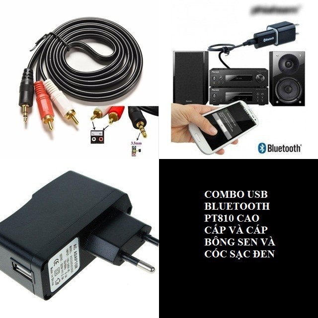 Combo USB Bluetooth PT810 Cấp Bông Sen Cốc Đen