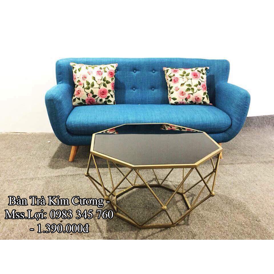 Bàn trà sofa kim cương RIBO HOUSE mặt kính cường lực nội thất phòng khách sang trọng RIBO146