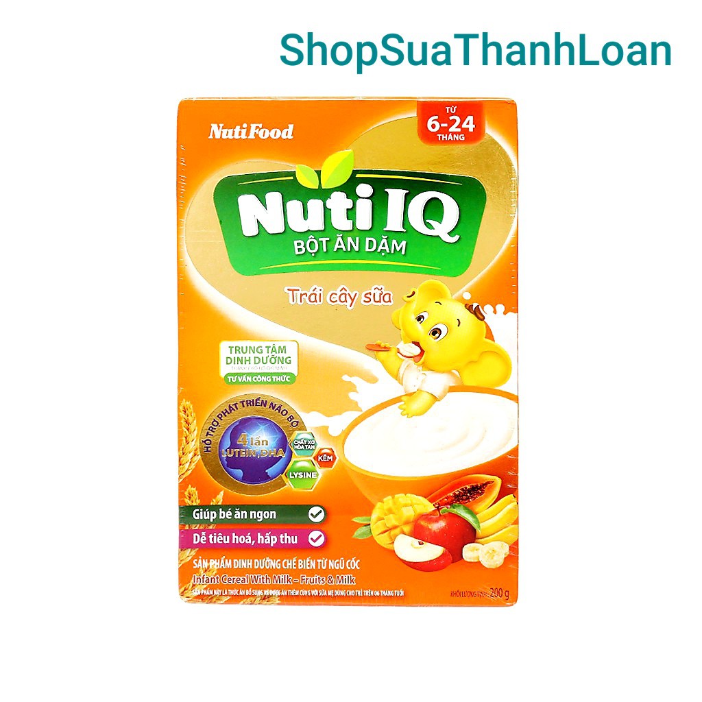 [HSD T12-2023] Bột ăn dặm NutiFood Nuti IQ trái cây sữa hộp 200g (6 - 24 tháng)