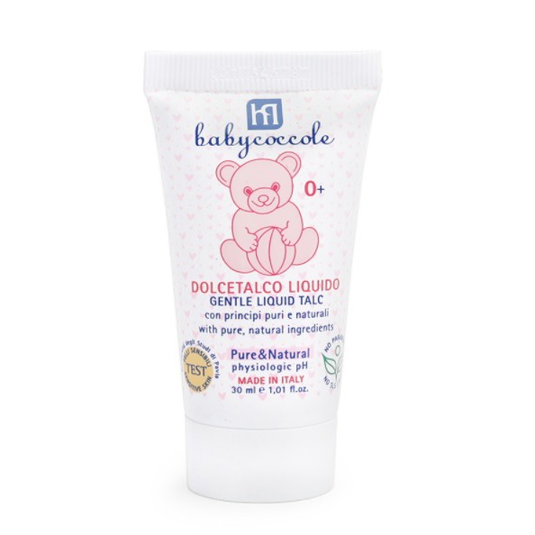 Phấn rôm nước với tinh chất bột bắp Babycoccole 0M+ tuýp du lịch 30ml