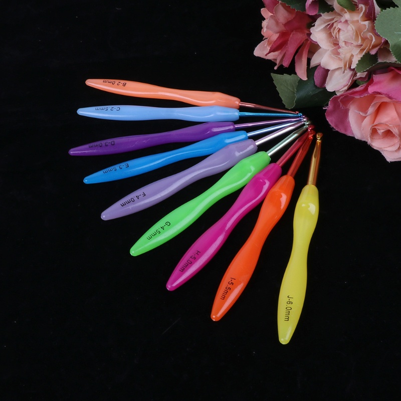 Set 9 Kim Đan Len Cán Nhựa Nhiều Màu