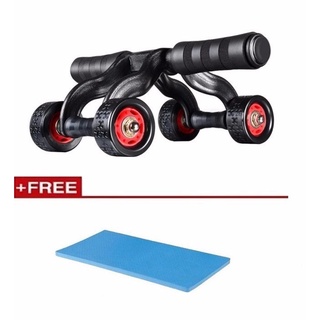 Con lăn dụng cụ máy lăng tập cơ bụng 4 bánh đa năng cỡ lớn tặng kèm thảm deal sốc hít đất, tummy...