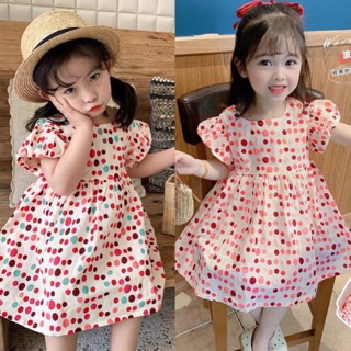 Váy xoè bồng chấm bi màu hở chéo lưng