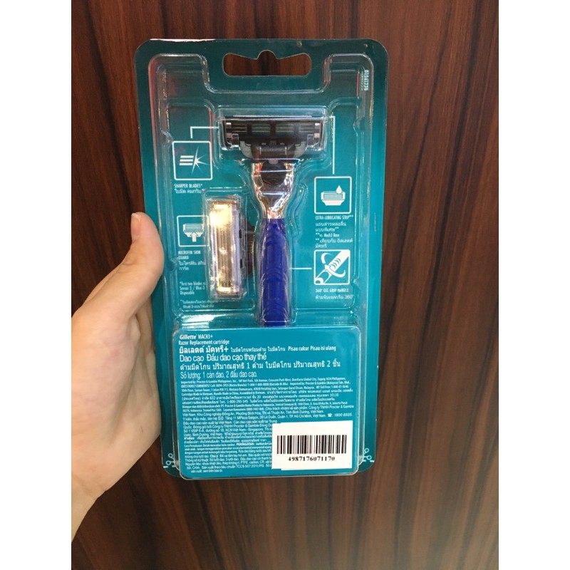 Dao Cạo Râu 3 Lưỡi Gillette Mach 3 Aqua Grip ( 1 cán + 2 lưỡi thay thế)