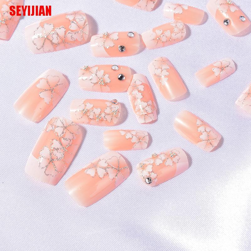 Set 24 Móng Tay Giả Họa Tiết Xinh Xắn