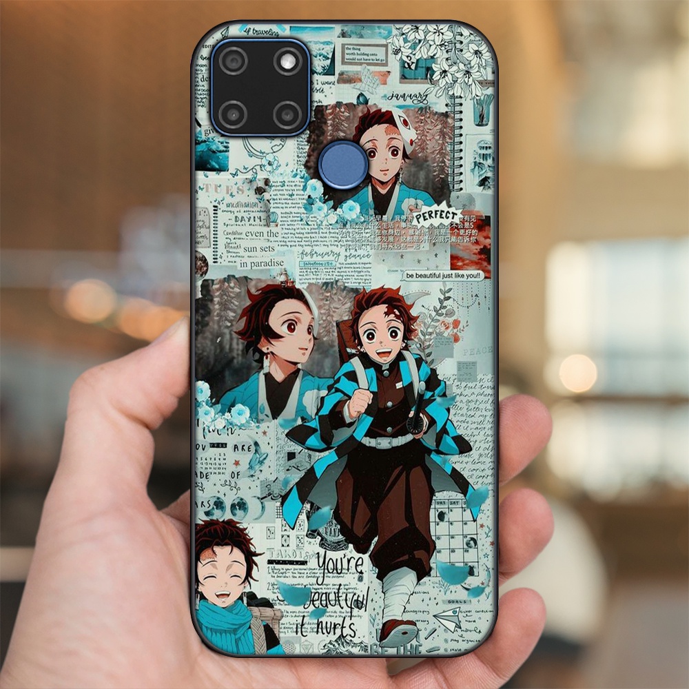 Ốp lưng Realme C12, C21Y viền đen in hình Tanjiro Kimetsu No Yaiba