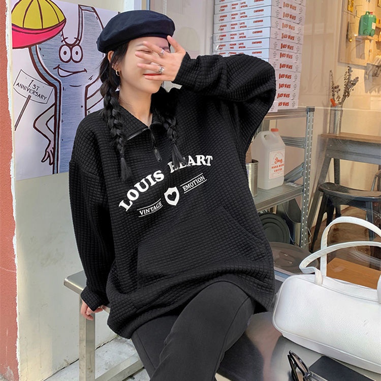 Áo khoác sweater dáng rộng có khóa kéo thời trang dành cho nữ