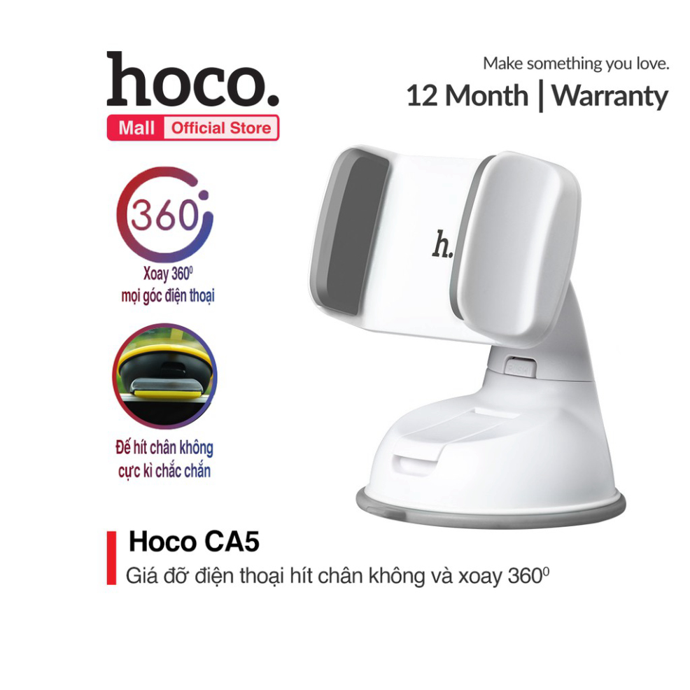 [Xả gấp] Giá đỡ,kẹp điện thoại Hoco CA5 trên xe hơi xoay 360 độ đế hít chân không cực kì chắc chắn màu sác đa dạng