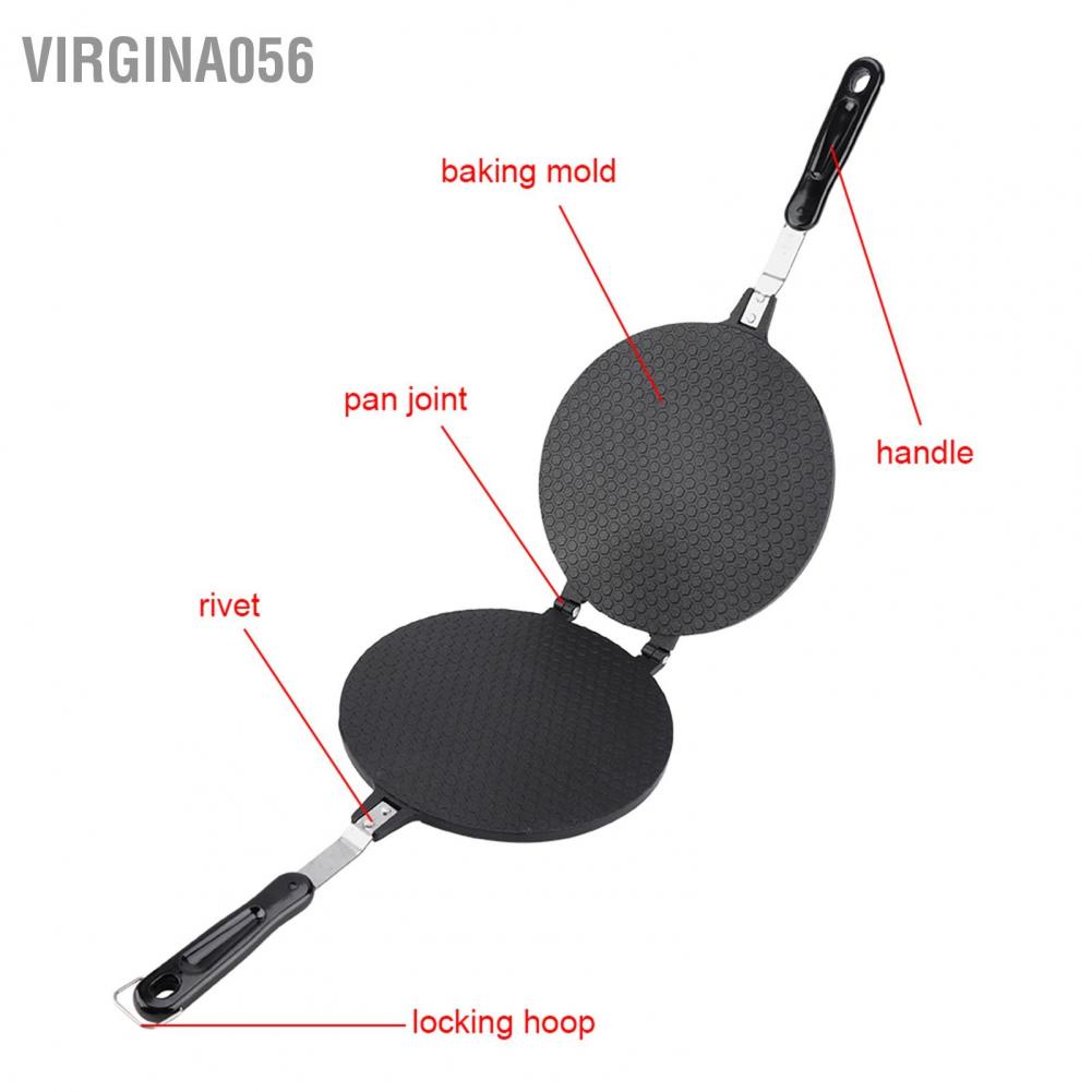 Virgina056 Household Kitchen Gas Non-Stick Egg Roll Waffle Cone Maker Pan Mold Press Plate Baking Tool