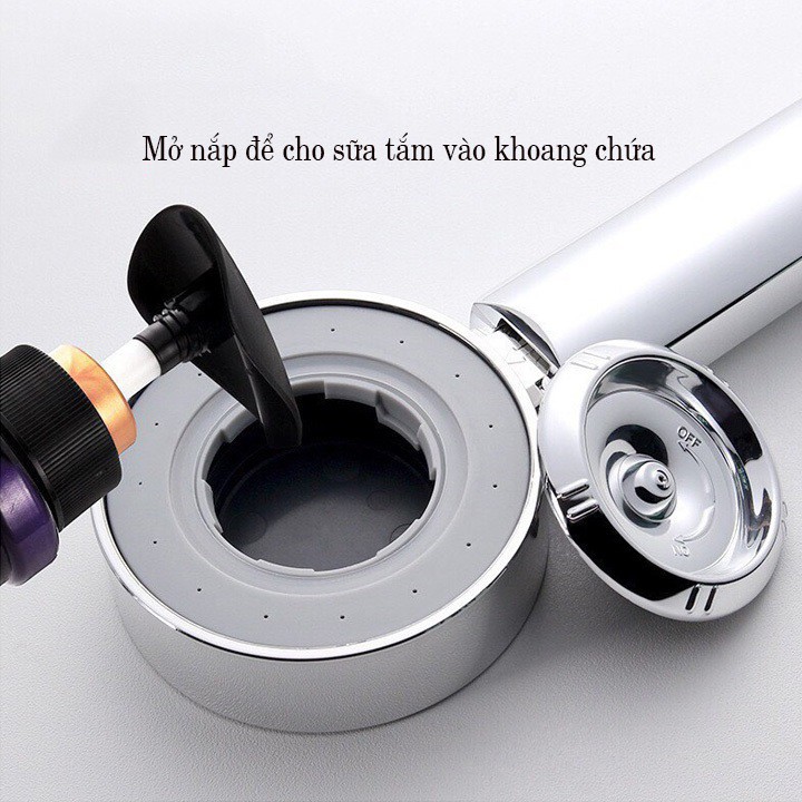 Vòi sen tăng áp 2 mặt [ loại to có hộc chứa sữa tắm, tinh dầu ]- Tay sen tăng áp xịt bọt- Vòi hoa sen phong cách Nhật