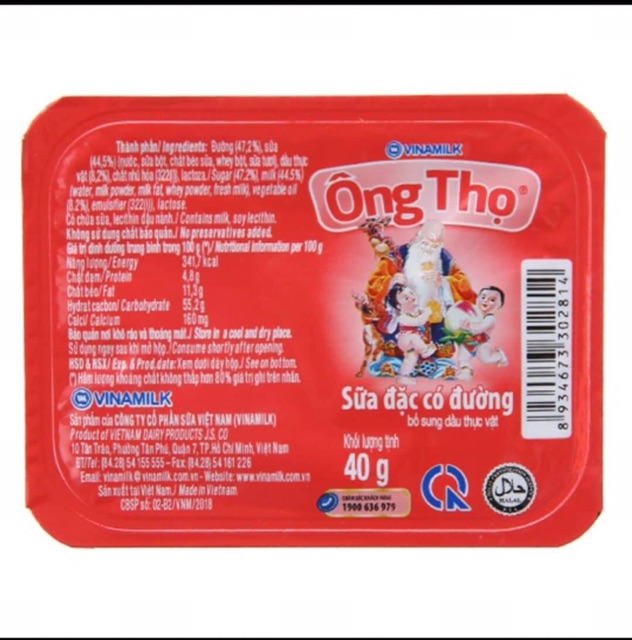 Sữa đặc có đường Ông Thọ đỏ vỉ 6 hộp 40G