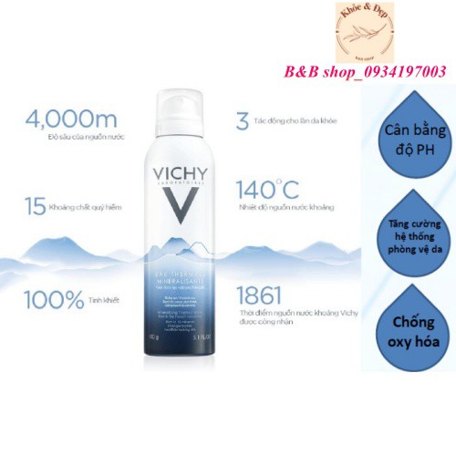 [HÀNG CHÍNH HÃNG] Nước Khoáng Dưỡng Da Vichy Mineralizing Thermal Water 50ml - 150ml - 300ml_B&B shop