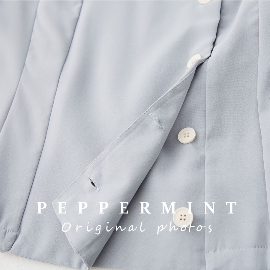 Áo Sơ Mi Tay Ngắn Cổ Vuông Màu Trơn Phong Cách Hàn Quốc Thời Trang Mùa Hè Hàng Mới 44756