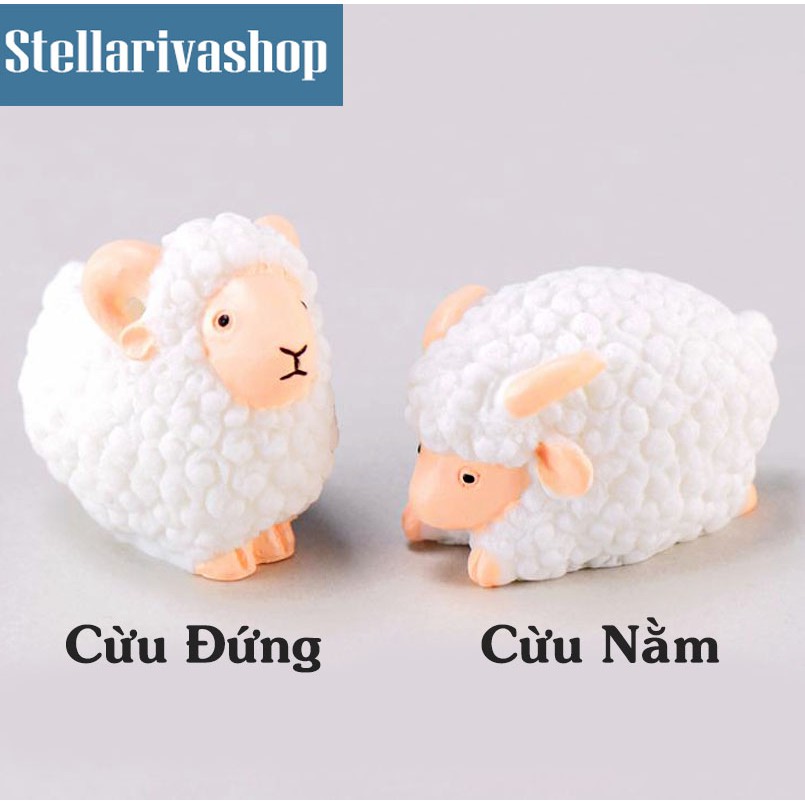 Tiểu Cảnh - Cừu trắng làm tiểu cảnh terrarium/ mô hình trang trí