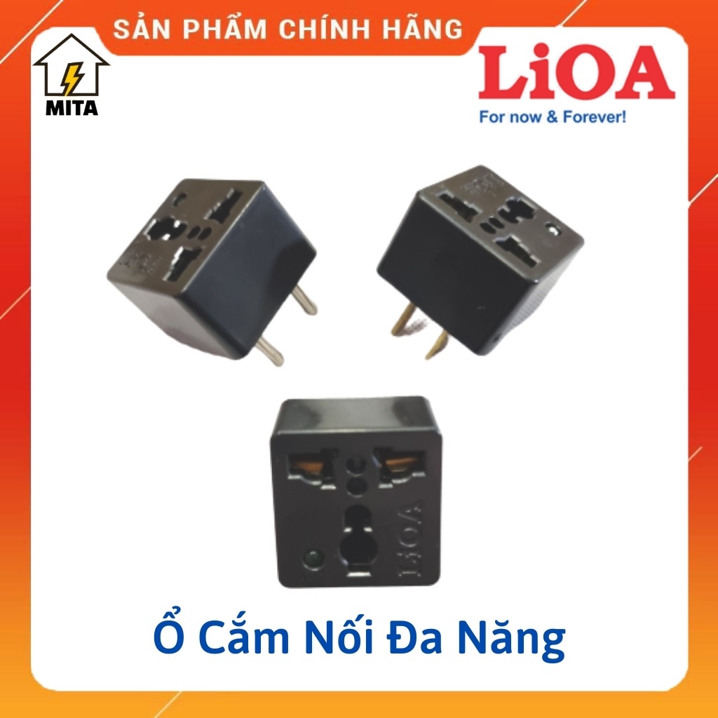 Phích ổ cắm đa năng LiOA chuyển 3 chân thành 2 chân, Chân Tròn/Dẹt - Ổ điện chuyển đổi từ 3 chấu sang 2 chấu