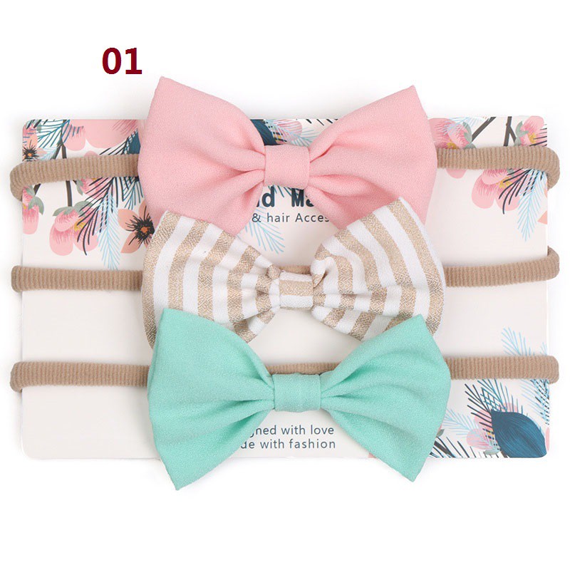 Set 3 băng đô phối nơ dễ thương cho bé gái