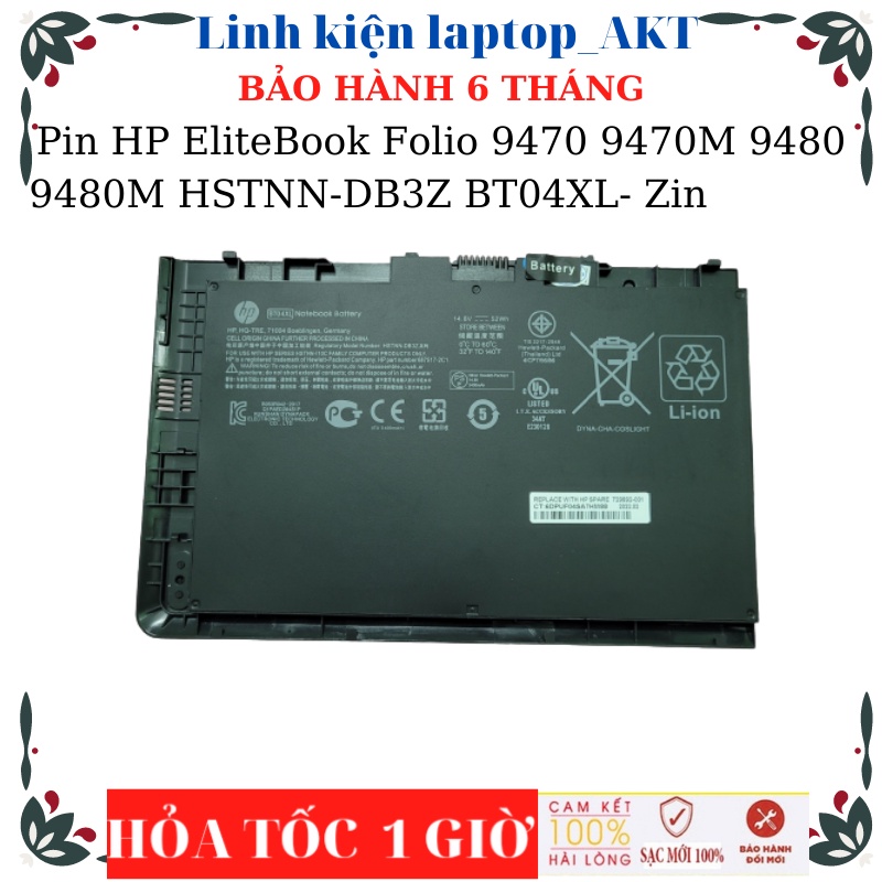 Pin HP EliteBook Folio 9470 9470M 9480 9480M HSTNN-DB3Z 687945-001 BT04XL- Zin