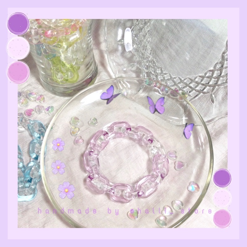 Vòng tay handmade hình móc xích nhựa trong suốt nhiều màu Handmade by @halli_store