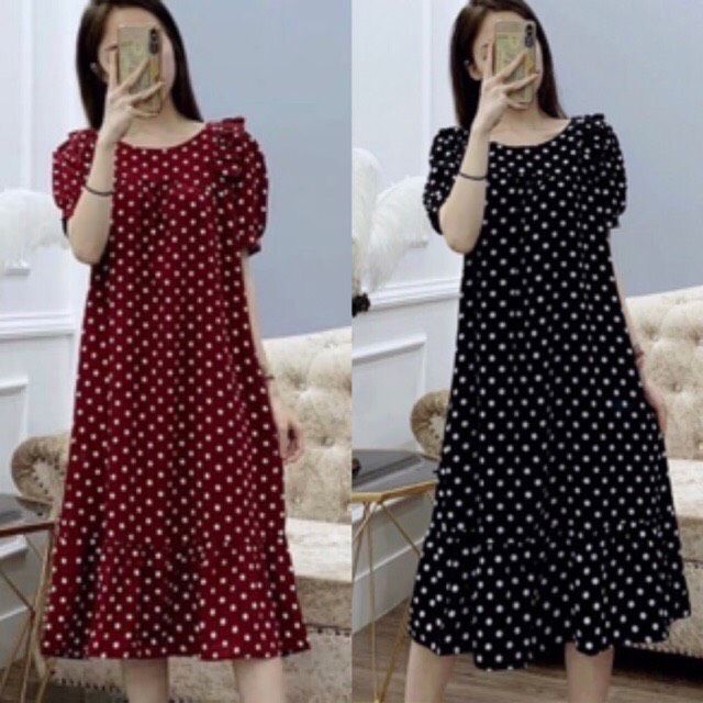 Váy bầu thiết kế chấm bi