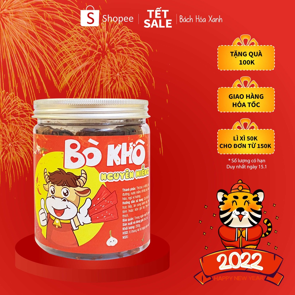 Bò Khô Nguyên Miếng Đà Nẵng - 100% Thịt Bò - Bách Hóa Xanh | BigBuy360 - bigbuy360.vn