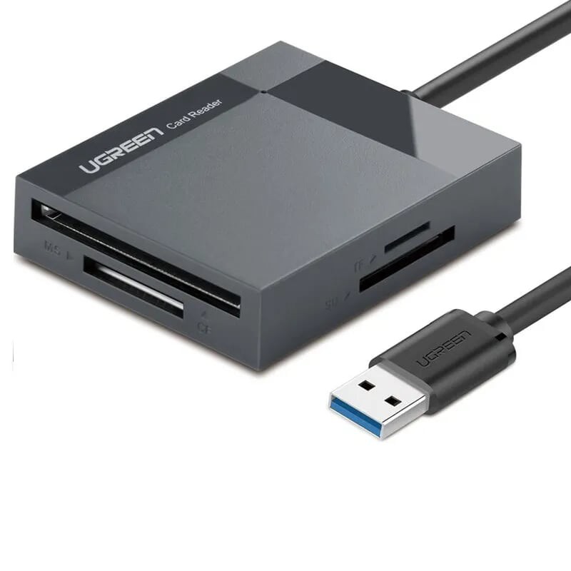 Màu Xám Đầu đọc thẻ USB 3.0 hỗ trợ thẻ TF/SD/CF/MS Ugreen 30335 30333 CR125