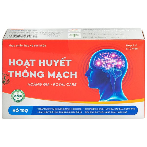 Viên Uống Tăng Cường Tuần Hoàn Não Hoạt Huyết Thông Mạch Hoàng Gia Royal Care 3X10