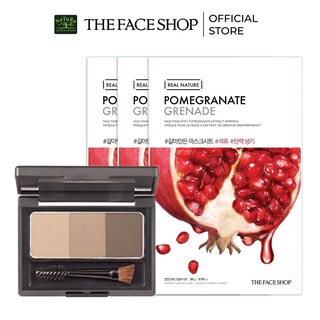 Combo Bột Kẻ Chân Mày 01 The Faceshop 4.5g+Mặt Nạ TheFaceShop Lựu 20gx3