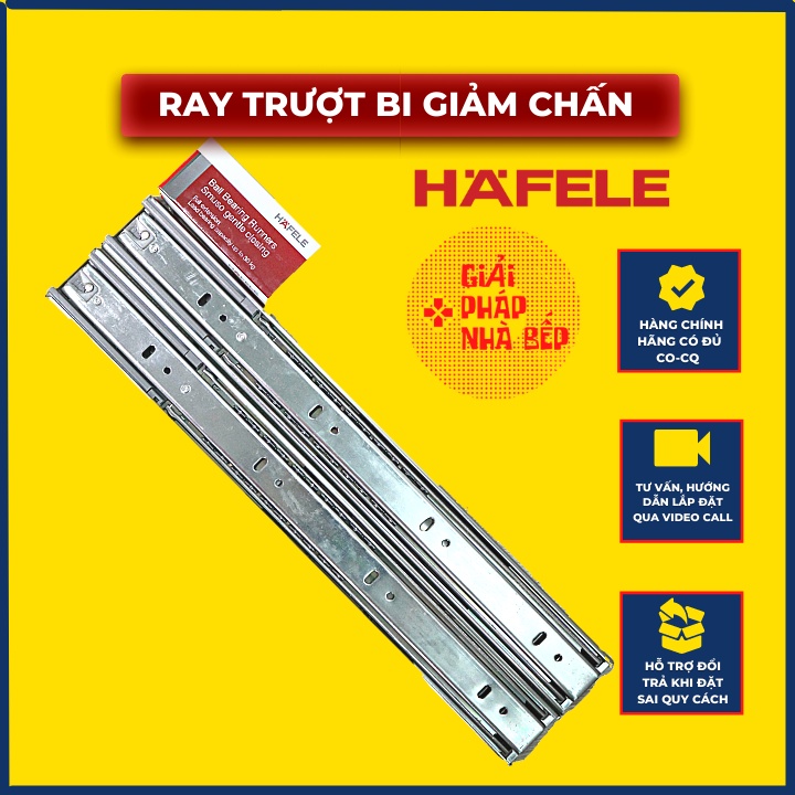Ray trượt bi giảm chấn hafele 400mm chính hãng , 494.02.073 , ray bi giảm chấn 400mm dành cho nội thất tủ bếp