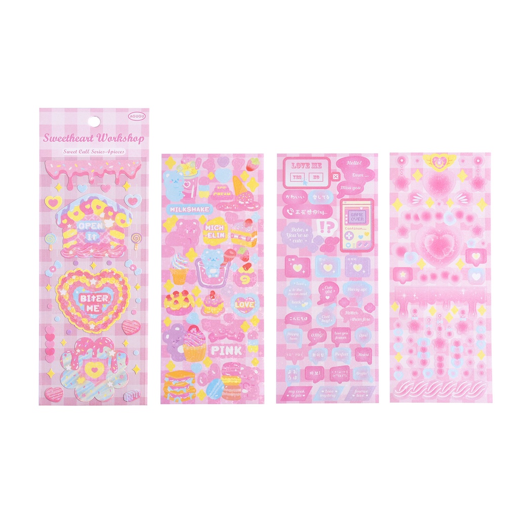 Set 4 Miếng Dán Trang Trí Hình Gấu Dễ Thương Phong Cách Hàn Quốc