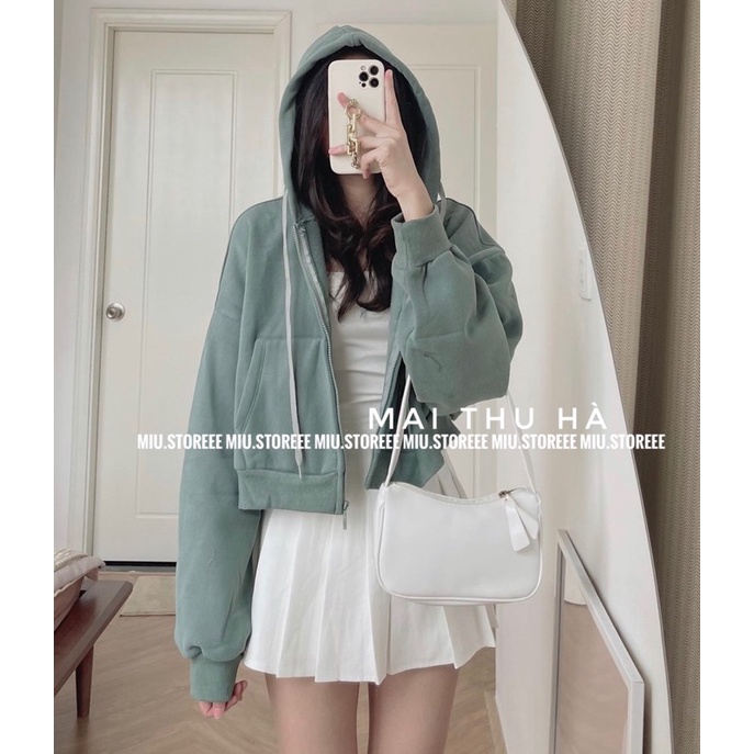 ÁO KHOÁC NỈ HOODIE DÁNG CROPTOP AKNHDC
